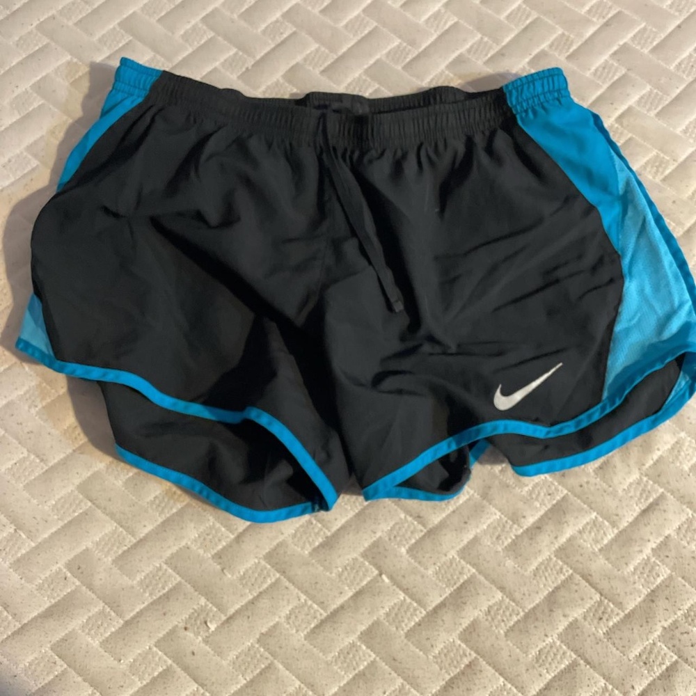 Nike Dri-Fit Black with Blue Stripe Active Shorts Medium